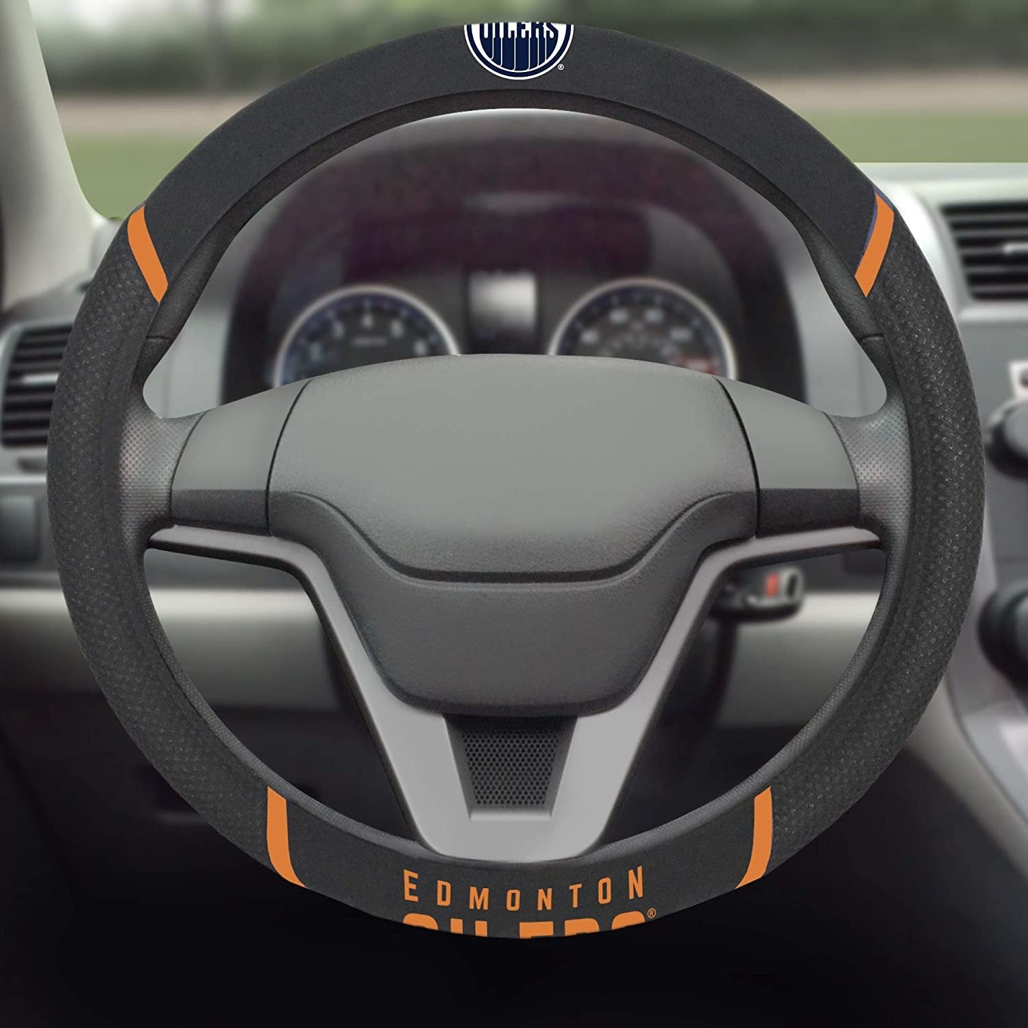 Edmonton Oilers Premium 15 Inch Black Emroidered Steering Wheel Cover