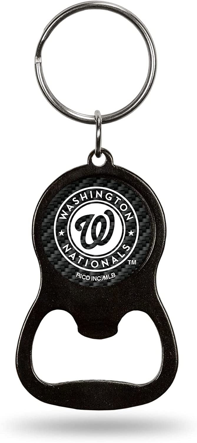 Washington Nationals Keychain Bottle Opener Carbon Fiber Design Metal Baseball