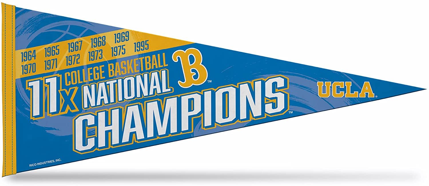 UCLA Bruins 11-Time College Basketball Champions Soft Felt Pennant, 12x30 Inch, Easy To Hang