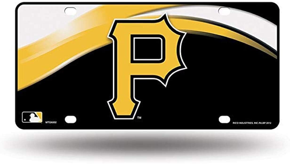 Pittsburgh Pirates Metal Auto Tag License Plate, P Logo Design, 6x12 Inch