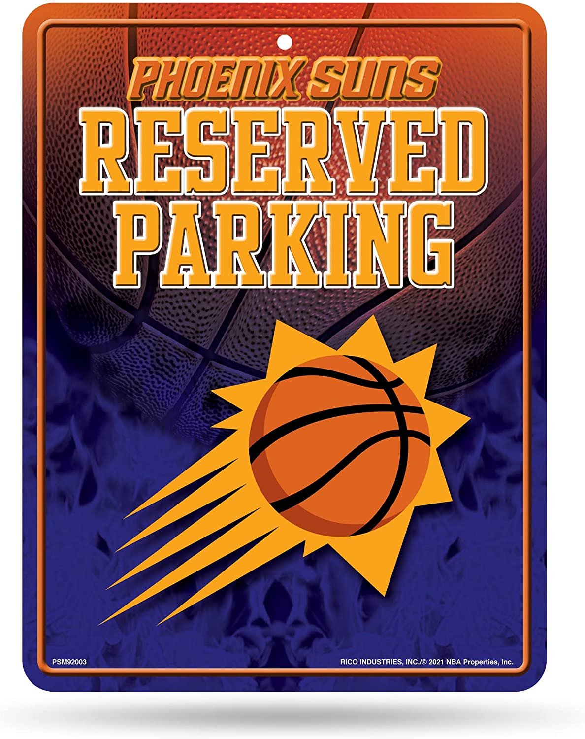 Rico Industries NBA Phoenix Suns 8.5" x 11" Metal Parking Sign - Great for Man Cave, Bed Room, Office, Home Décor