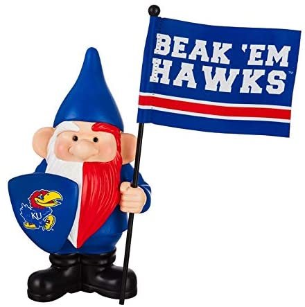 University of Kansas Jayhawks 10 Inch Outdoor Garden Gnome, Includes Team Flag