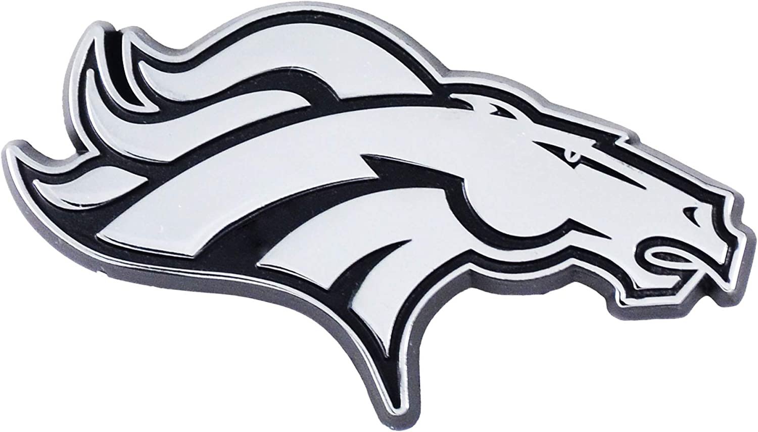 Denver Broncos Premium Solid Metal Raised Auto Emblem Shape Cut Adhesive Backing