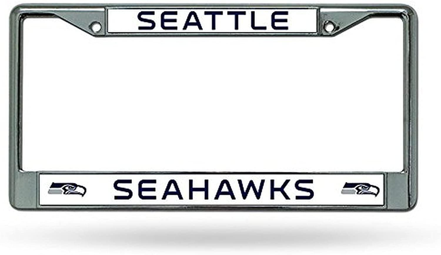 Seattle Seahawks Chrome Metal License Plate Frame Tag Cover, 12x6 Inch