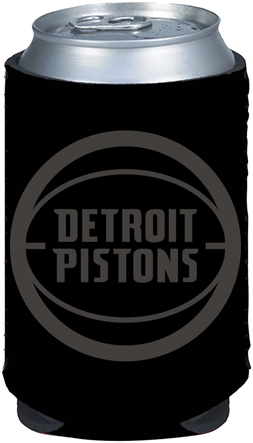 Detroit Pistons 2-Pack Black Tonal CAN Beverage Insulator Neoprene Holder Cooler Decal Basketball
