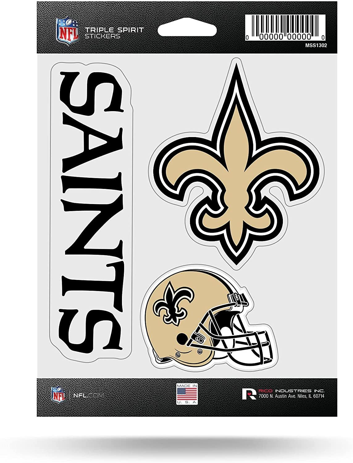 New Orleans Saints Triple Sticker Decal Sheet 3-Piece Die Cut