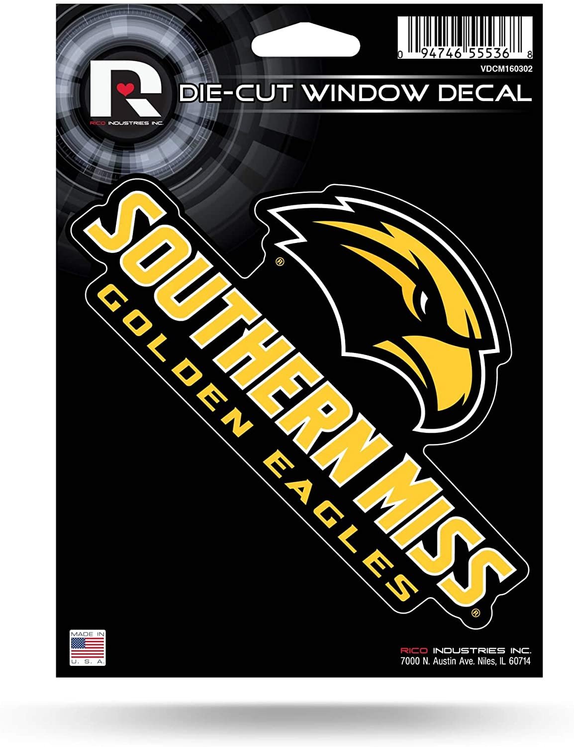 University of Southern Mississippi Golden Eagles 5 Inch Die Cut Flat Vinyl Decal Sticker Adhesive Backing