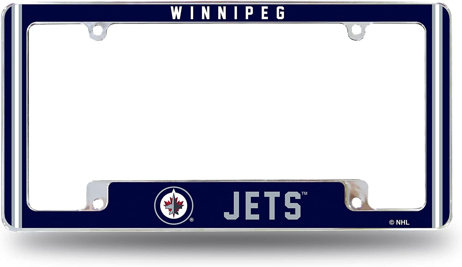 Winnipeg Jets Metal License Plate Frame Chrome Tag Cover Alternate Design 6x12 Inch