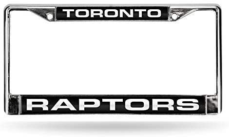 Toronto Raptors Metal License Plate Frame Chrome Tag Cover, Laser Acrylic Mirrored Inserts, 12x6 Inch