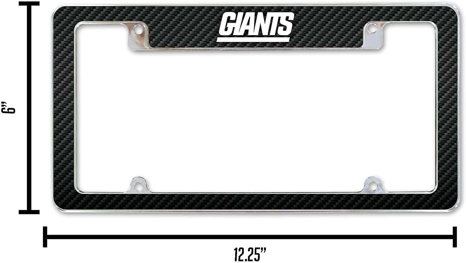 New York Giants Metal License Plate Frame Chrome Tag Cover Carbon Fiber Design 6x12 Inch