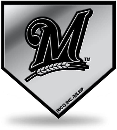 Milwaukee Brewers Auto Emblem, Silver Chrome Color, Raised Molded Plastic, 3.5 Inch, Adhesive Tape Backing