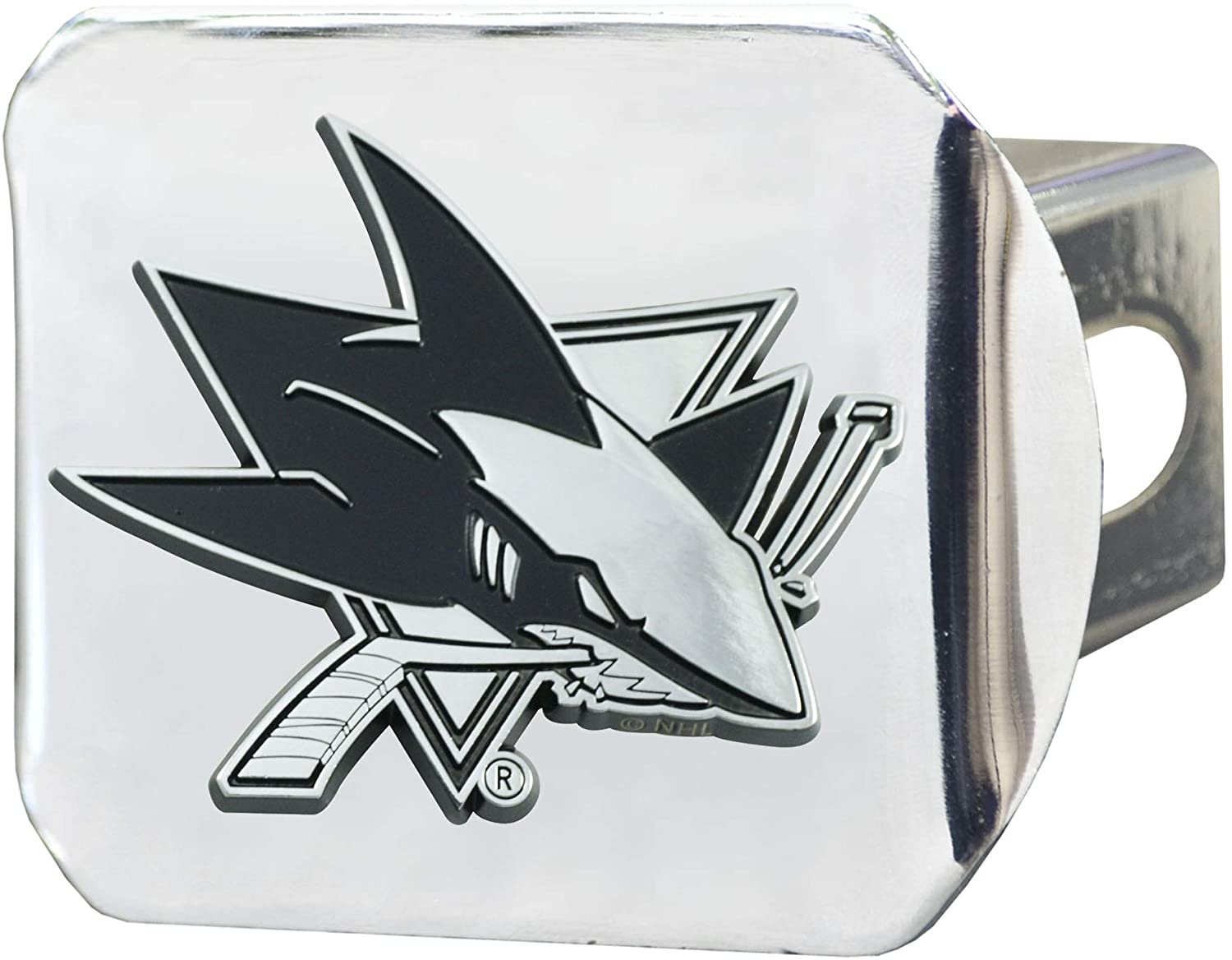San Jose Sharks Hitch Cover Solid Metal with Raised Chrome Metal Emblem 2" Square Type III