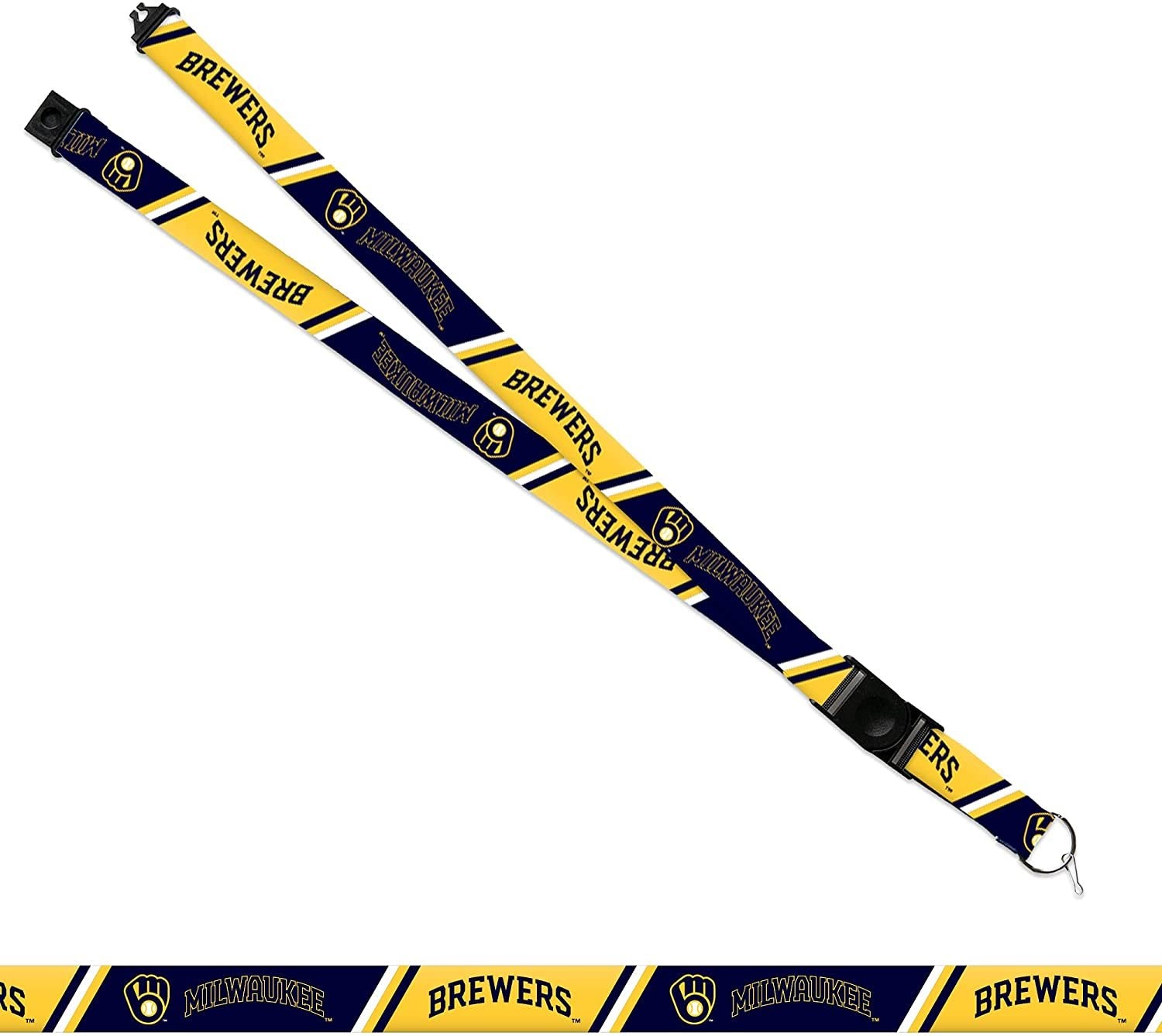Milwaukee Brewers Lanyard Keychain Double Sided 18 Inch Button Clip Safety Breakaway