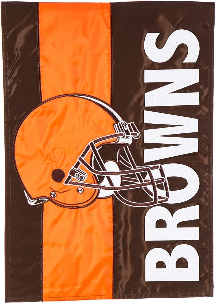 Cleveland Browns Premium Garden Flag Embroidered Logo Applique Double Sided 12.5x18 Inch Indoor Outdoor