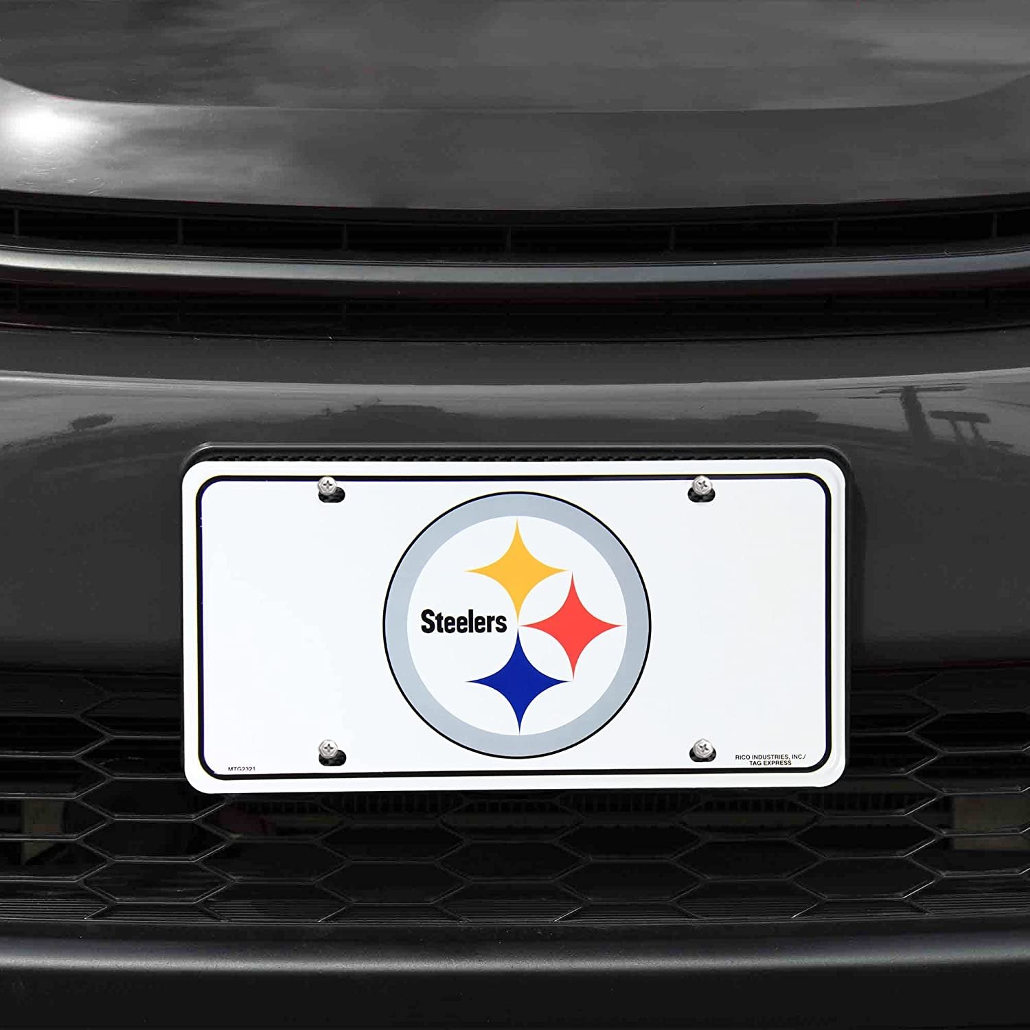 Pittsburgh Steelers Metal Auto Tag License Plate, Logo White Design, 12x6 Inch