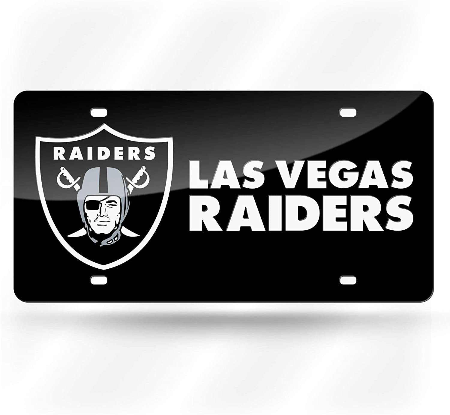 Las Vegas Raiders Premium Laser Cut Tag License Plate, Mirrored Acrylic Inlaid, 6x12 Inch