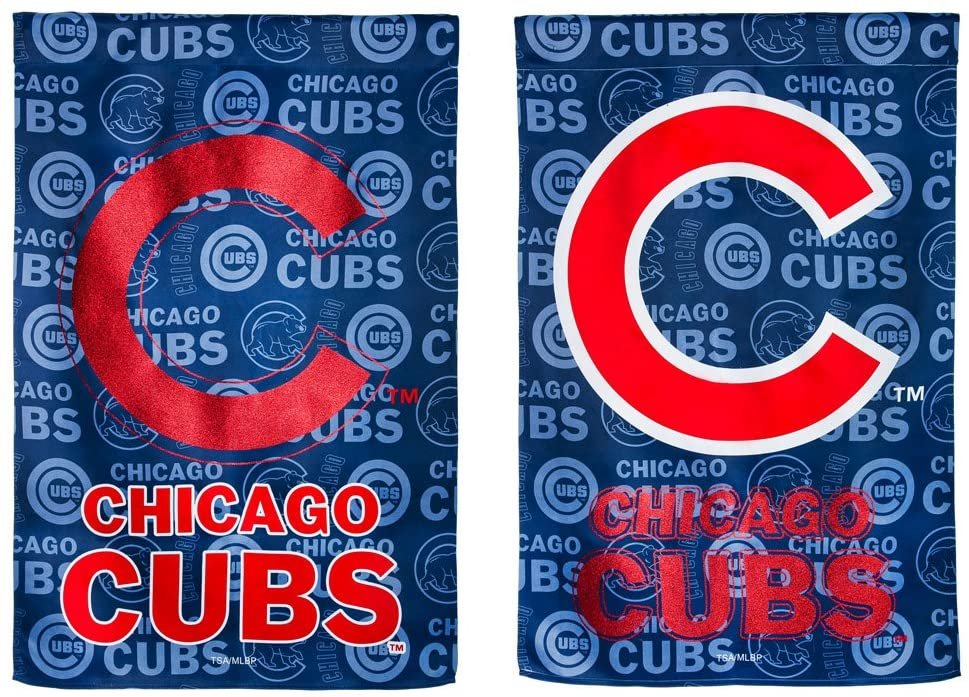 Chicago Cubs Premium Double Sided Banner House Flag, Glitter Logo Design, 28x44 Inch, Outdoor Use
