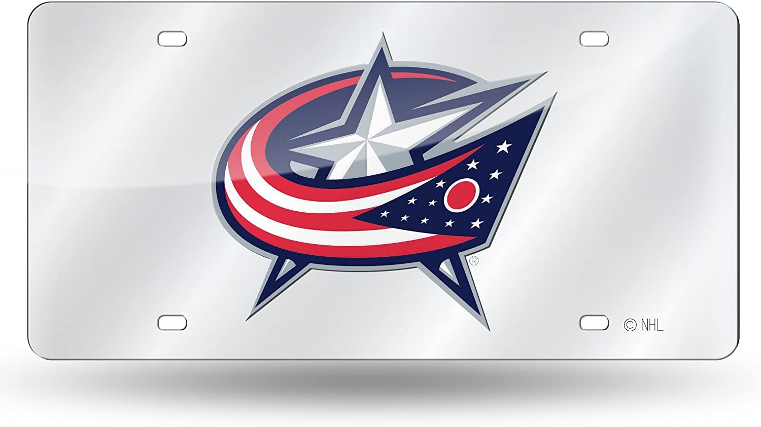 Columbus Blue Jackets Premium Laser Cut Tag License Plate, Mirrored Acrylic, Inlaid, 12x6 Inch