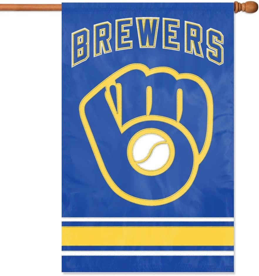 Milwaukee Brewers Double Sided Banner Flag Embroidered Applique 44x28 Inch