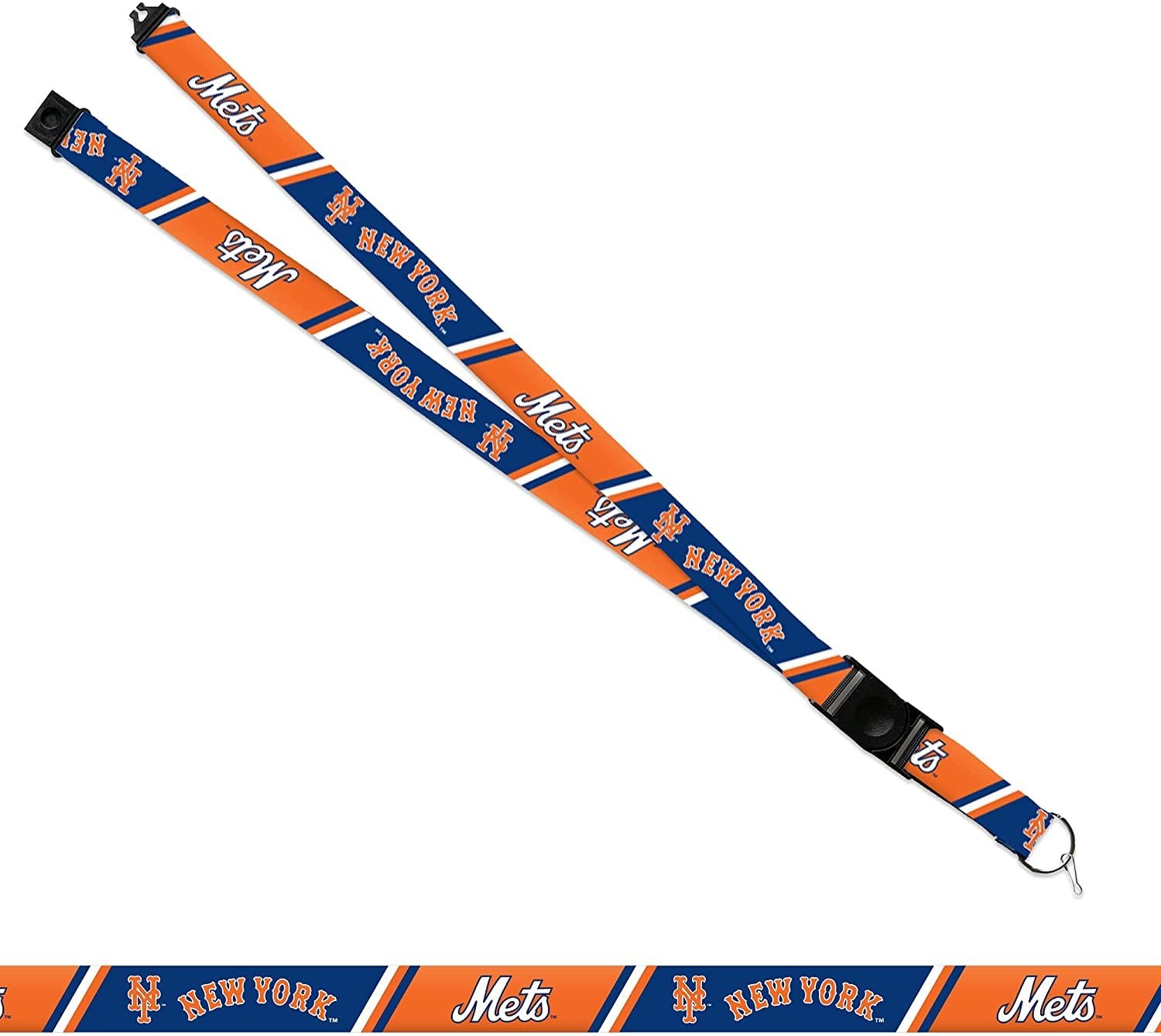 New York Mets Lanyard Keychain Double Sided 18 Inch Button Clip Safety Breakaway
