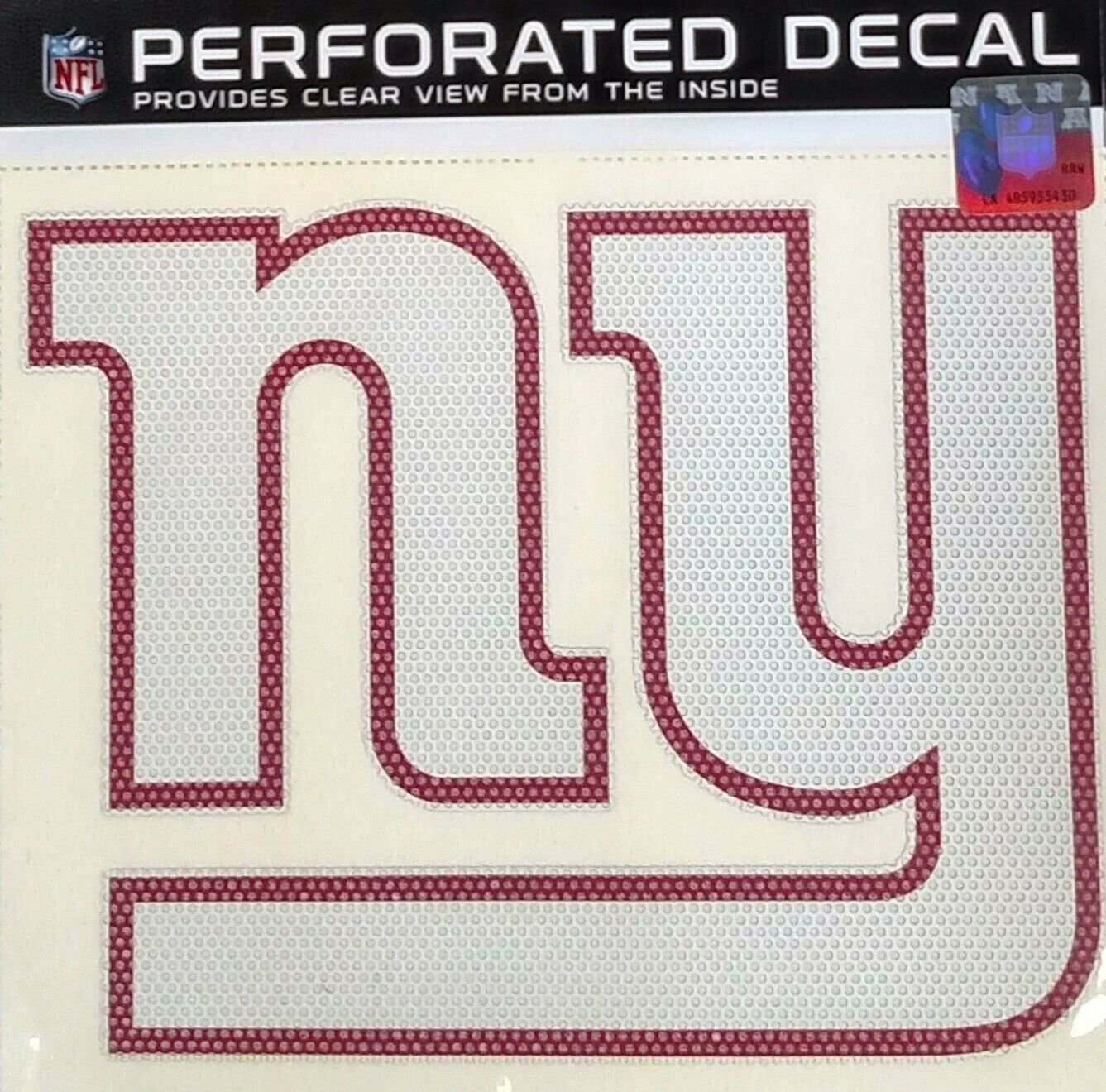 New York Giants 8 Inch Preforated Window Film Decal Sticker, One-Way Vision, Adhesive Backing