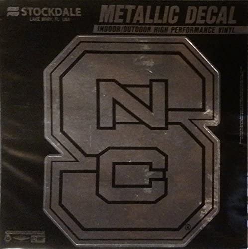 North Carolina State University Wolfpack 6 Inch Decal Sticker, Metallic Chrome Shimmer Design
