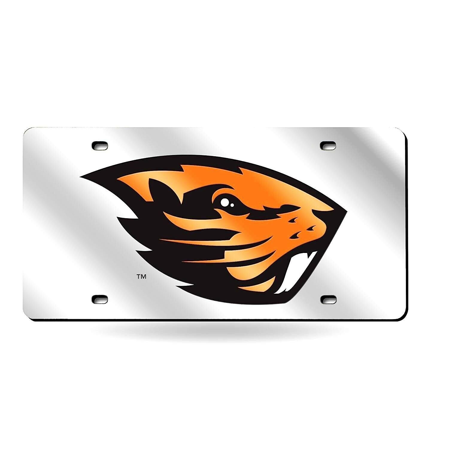 Oregon State University Beavers Premium Laser Cut Tag License Plate, Mirrored Inlaid Acrylic, 12x6 Inch