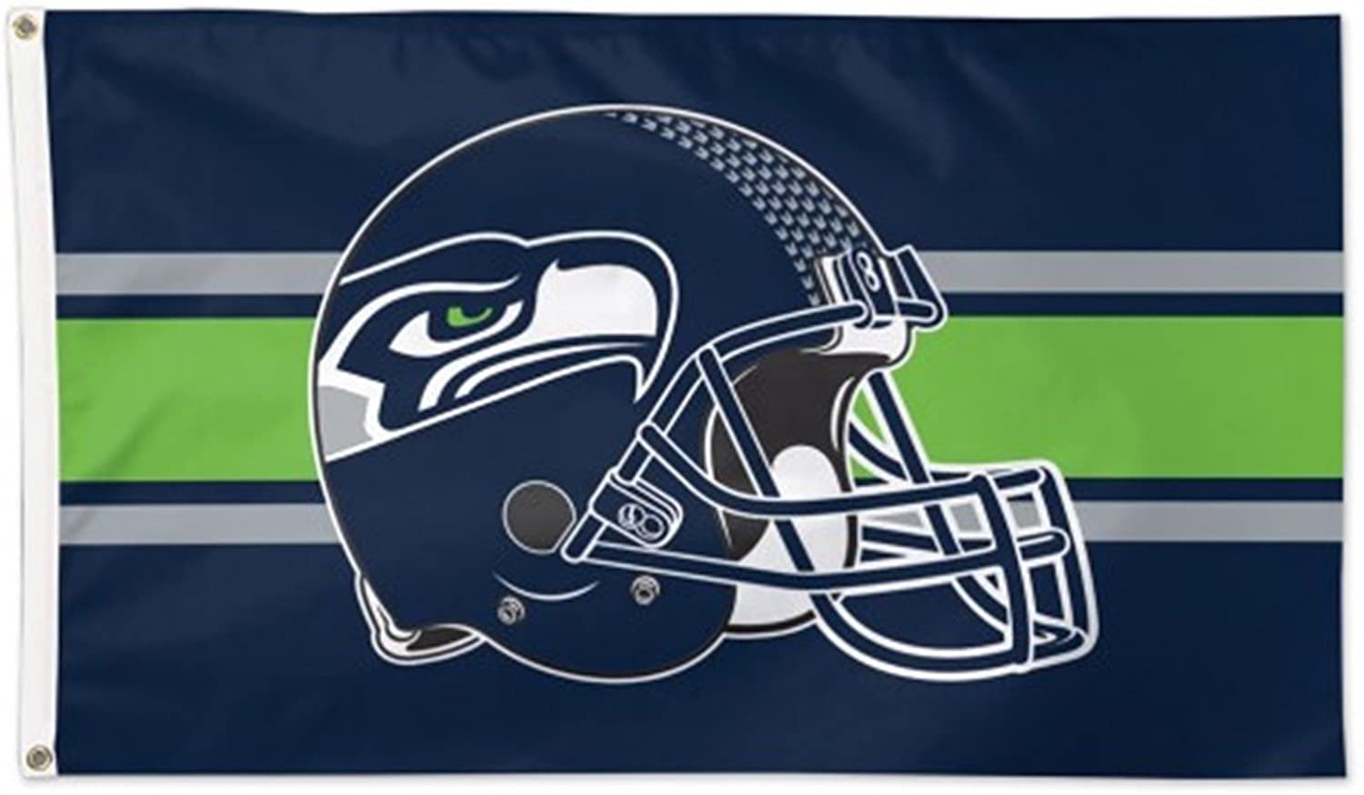 Seattle Seahawks Premium 3x5 Feet Flag Banner, Bar Helmet Design, Metal Grommets, Outdoor Use, Single Sided