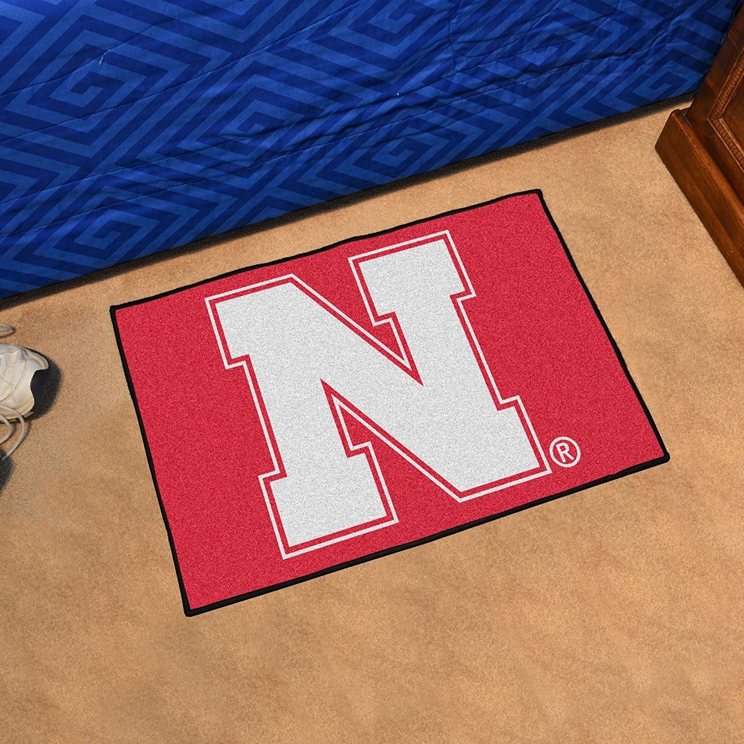 University of Nebraska Cornhuskers Floor Mat Area Rug, 20x30 Inch, Nylon, Anti-Skid Backing