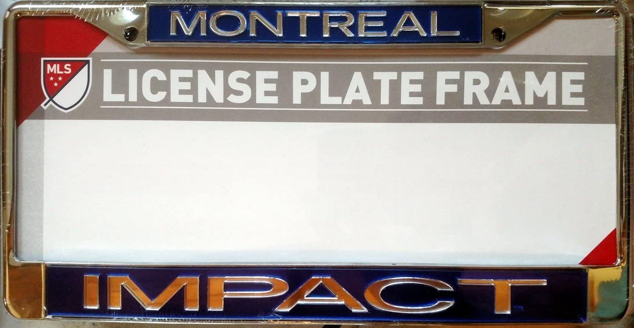 Montreal Impact MLS Chrome Metal License Plate Frame Tag Cover, Laser Mirrored Inserts, 6x12 Inch