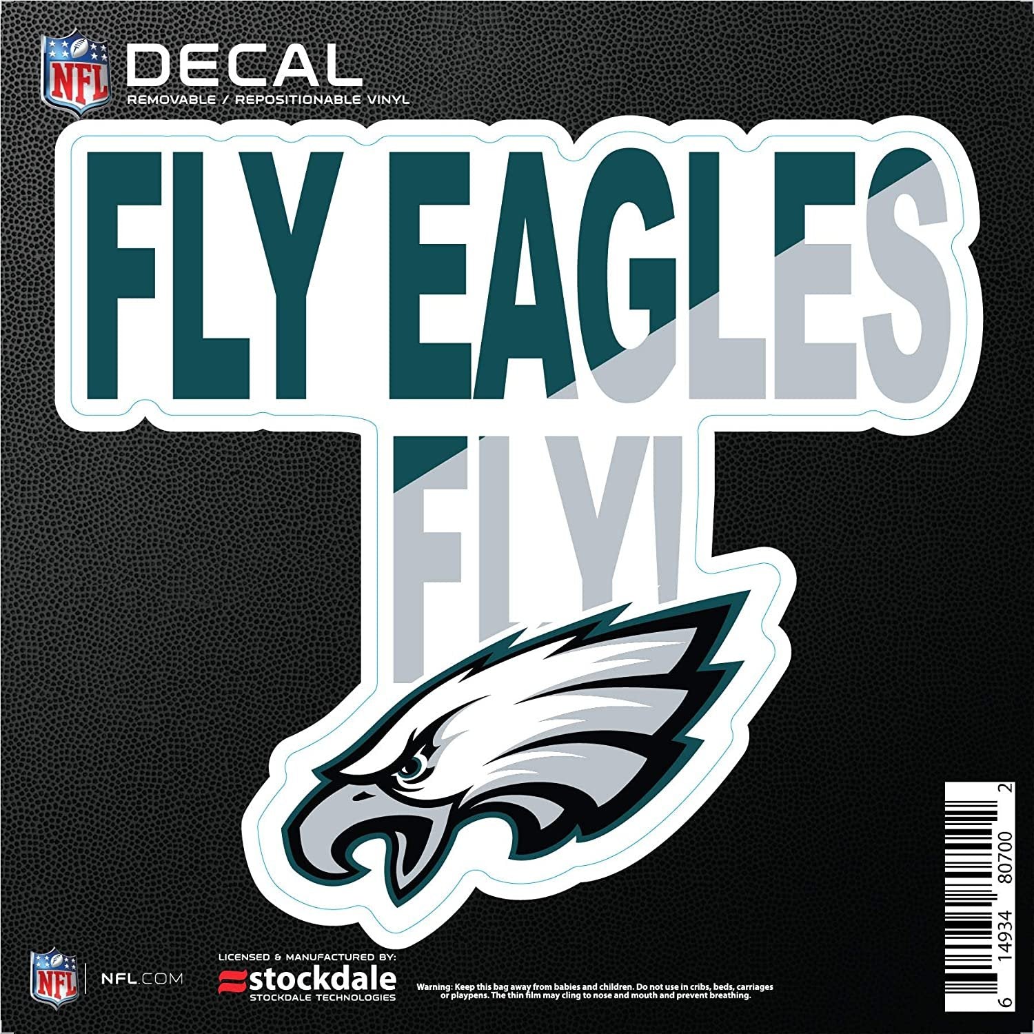 Philadelphia Eagles 6 Inch Decal Sticker, Flat Vinyl, Die Cut, Slogan Design, Full Adhesive Backing