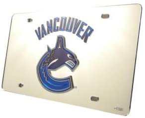 Vancouver Canucks Premium Laser Cut Tag License Plate, Mirrored Acrylic Inlaid, 12x6 Inch