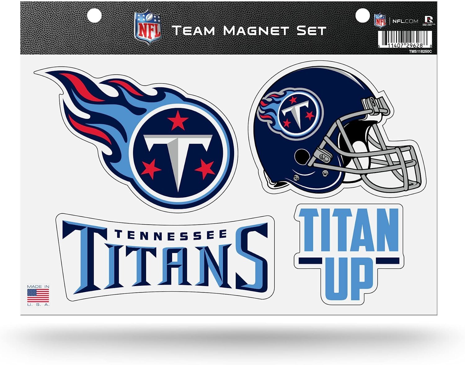 Tennessee Titans Team Multi Magnet Set, 8.5x11 Inch Auto Home, 4 Piece Sheet