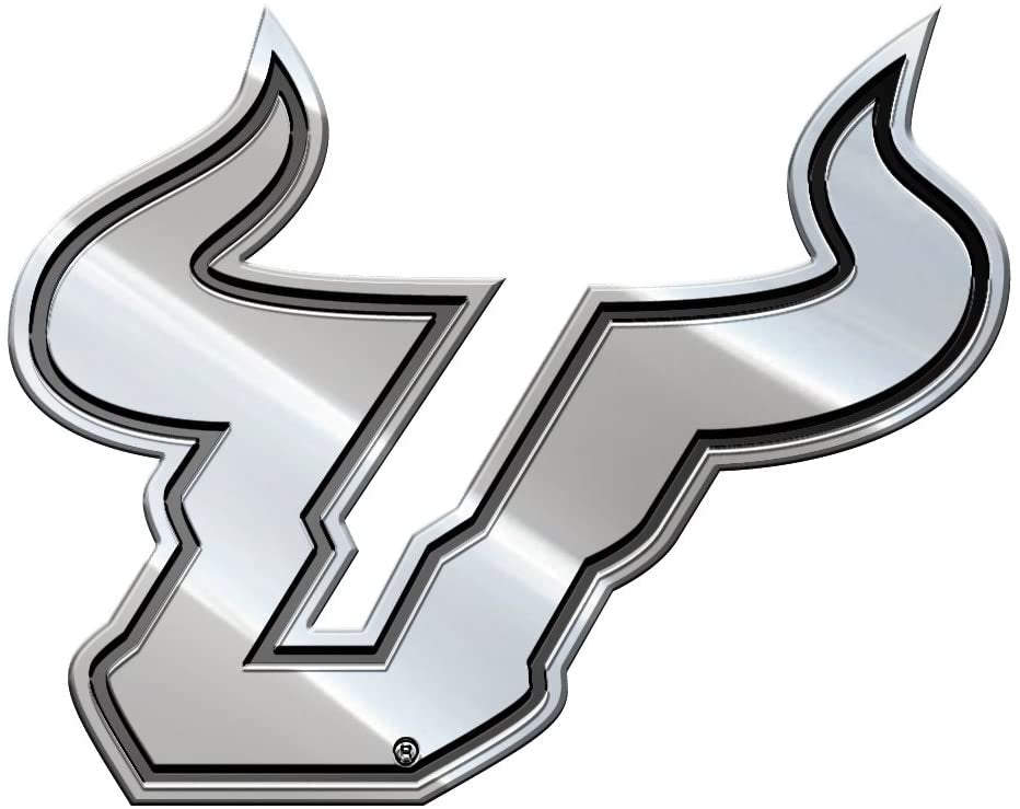 University of South Florida USF Bulls Premium Solid Metal Raised Auto Emblem, Shape Cut, Adhesive Backing