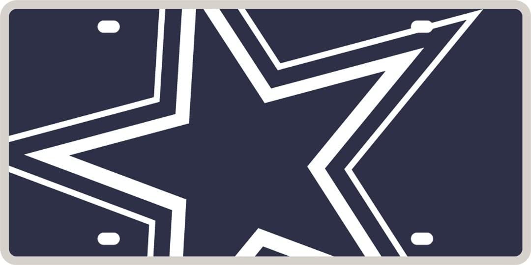 Dallas Cowboys Premium Laser Tag License Plate, Mirrored Acrylic, Mega Logo, 12x6 Inch