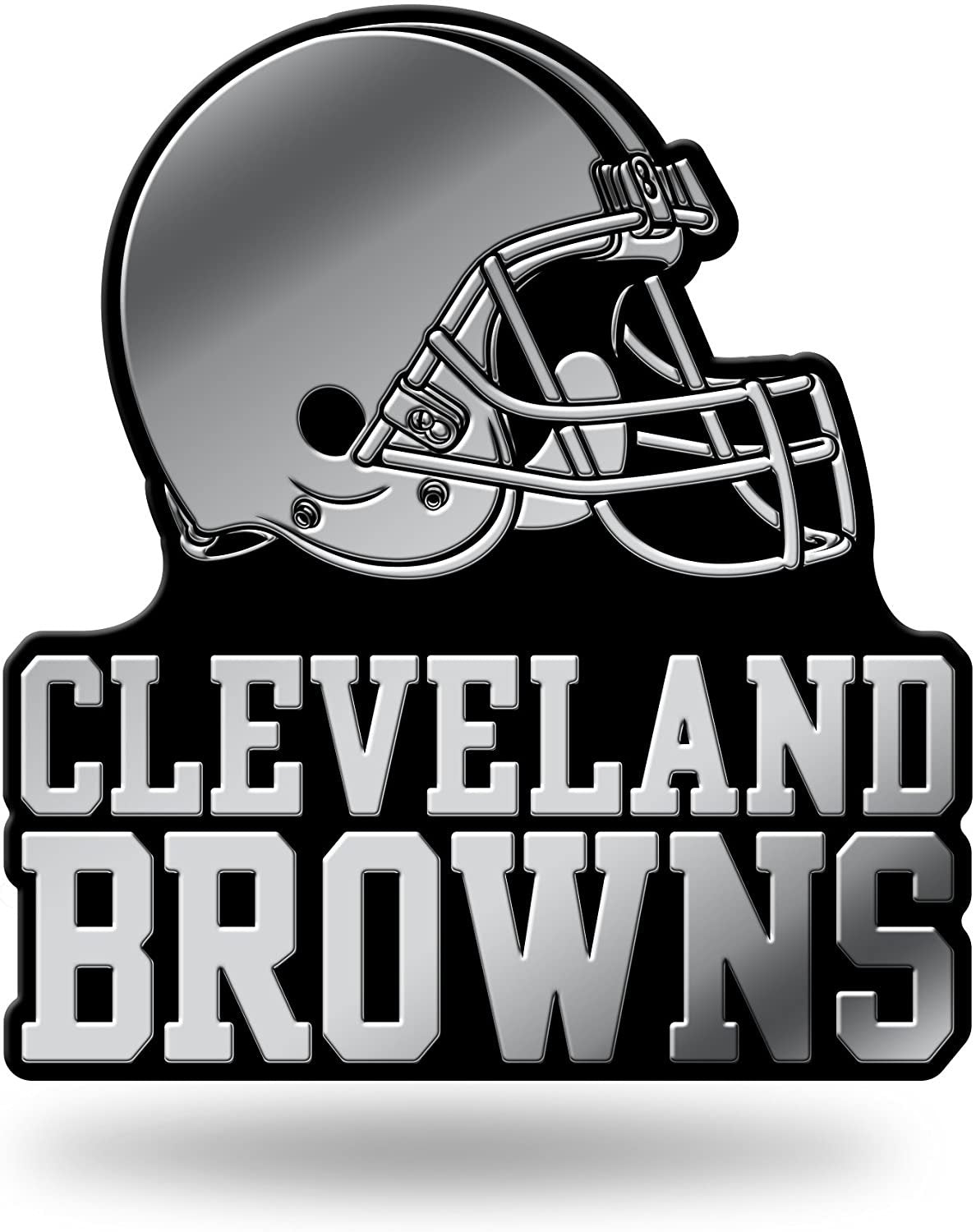 Cleveland Browns Auto Emblem, Silver Chrome Color, Raised Molded Plastic, 3.5 Inch, Adhesive Tape Backing
