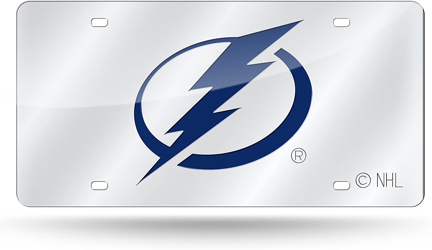 Tampa Bay Lightning Premium Laser Cut Tag License Plate, Mirrored Acrylic Inlaid, 12x6 Inch