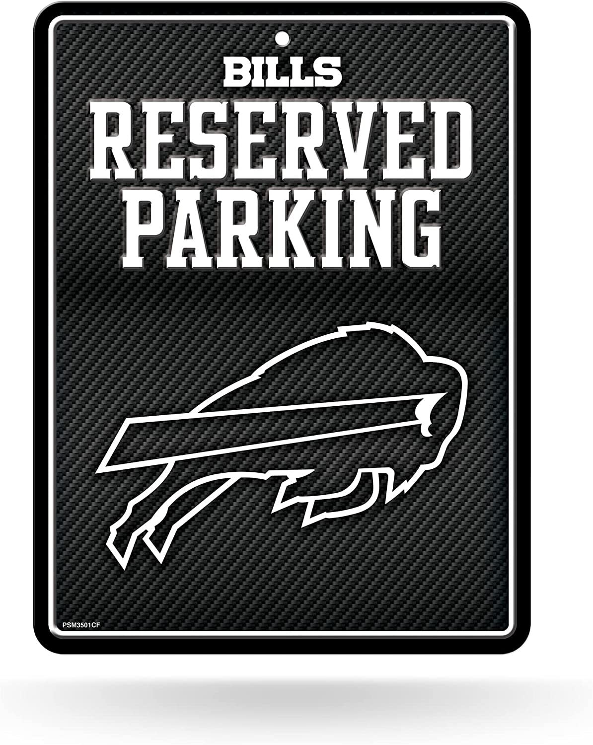 Buffalo Bills Metal Parking Novelty Wall Sign 8.5 x 11 Inch Carbon Fiber Design