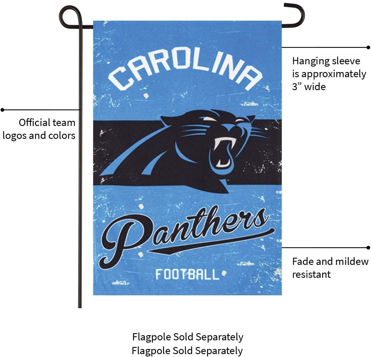 Carolina Panthers Premium Garden Flag Banner, Double Sided, Linen, Vintage Style, 13x18 Inch