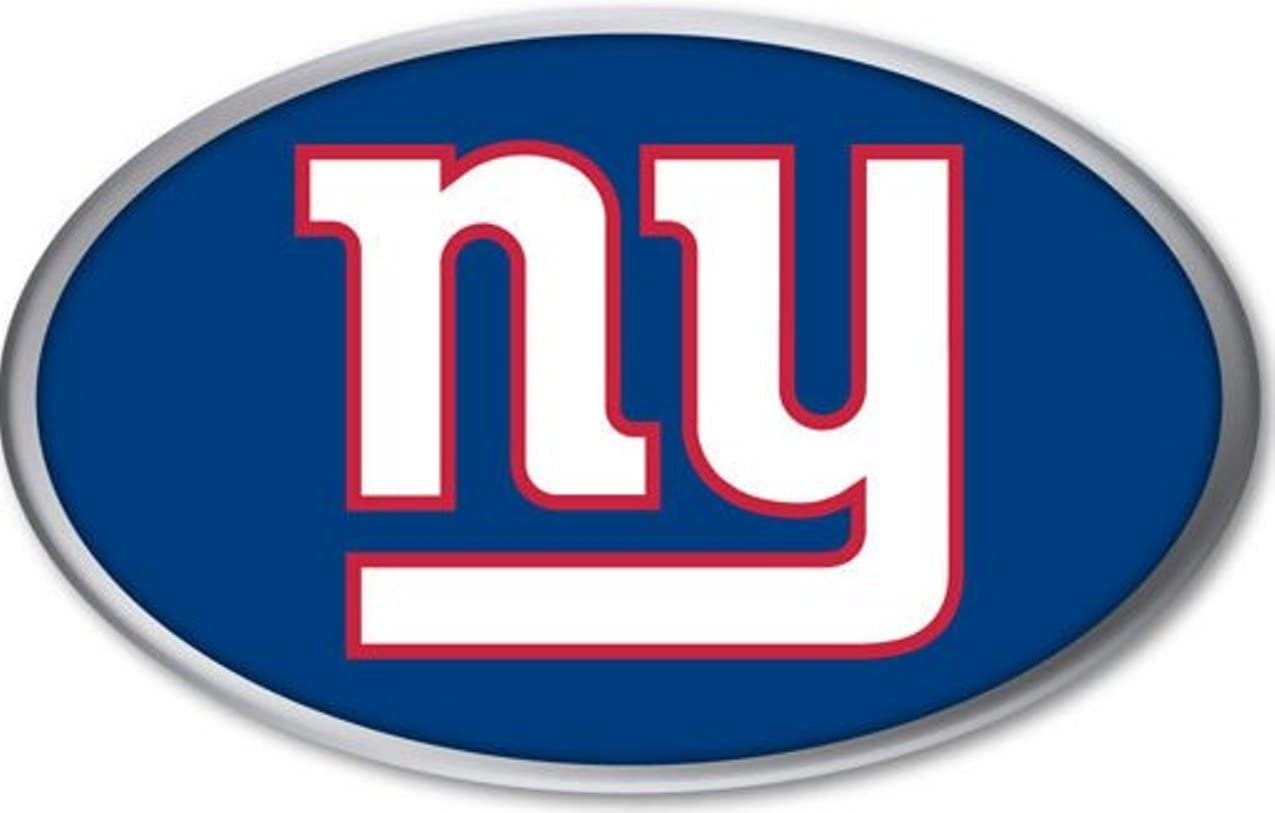 New York Giants Premium Aluminum Metal Auto Emblem, Raised 3D Effect, Oval Shape, Full Adhesive Backing