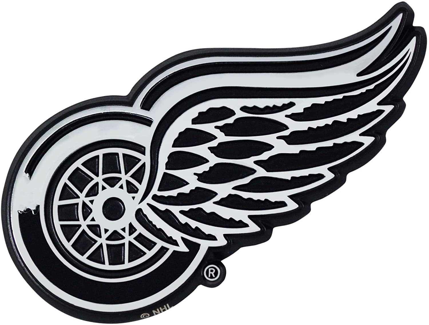 Detroit Red Wings Premium Solid Metal Color Raised Auto Emblem Shape Cut Adhesive Backing
