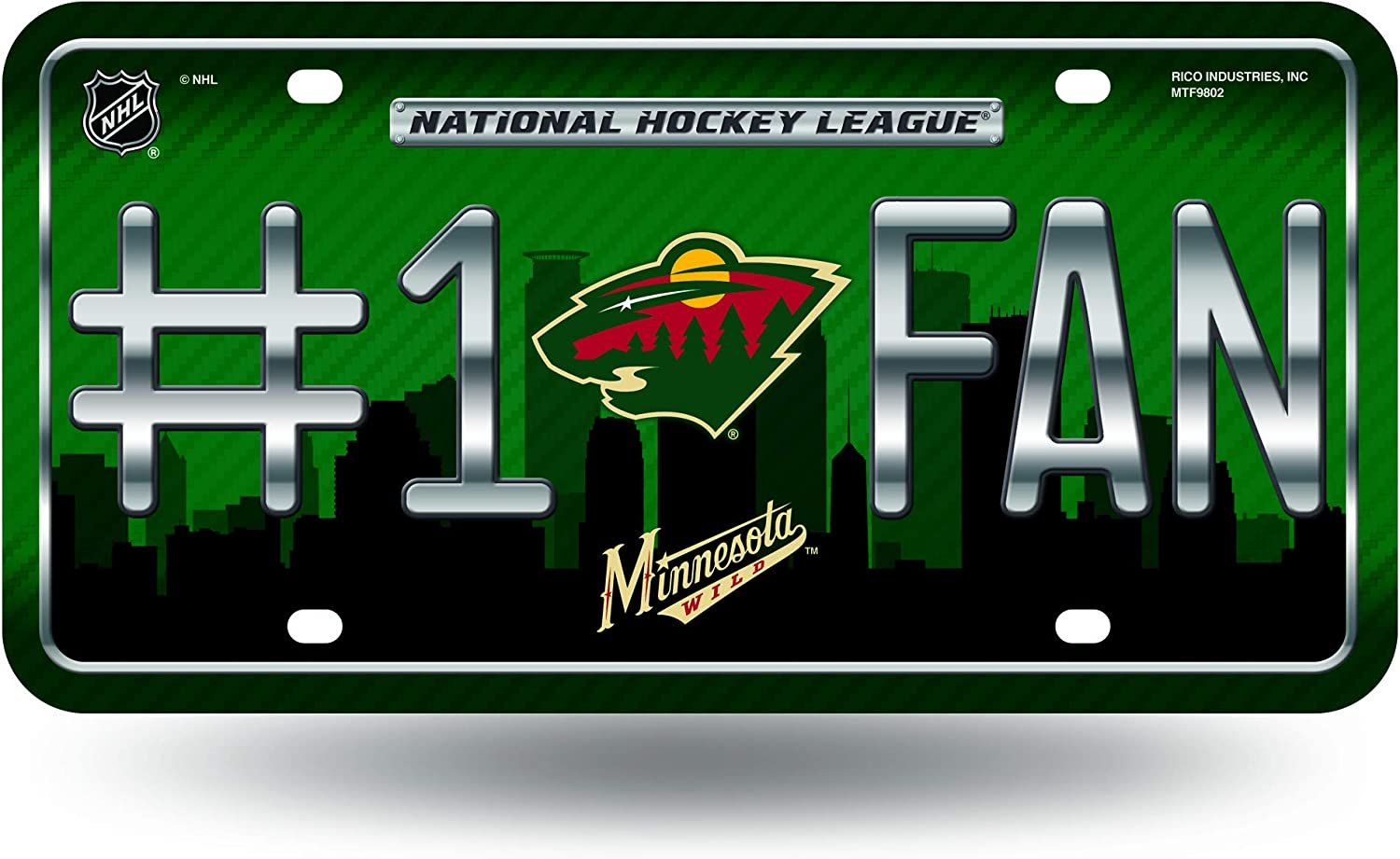 Minnesota Wild Metal Auto Tag License Plate, #1 Fan Design, 12x6 Inch