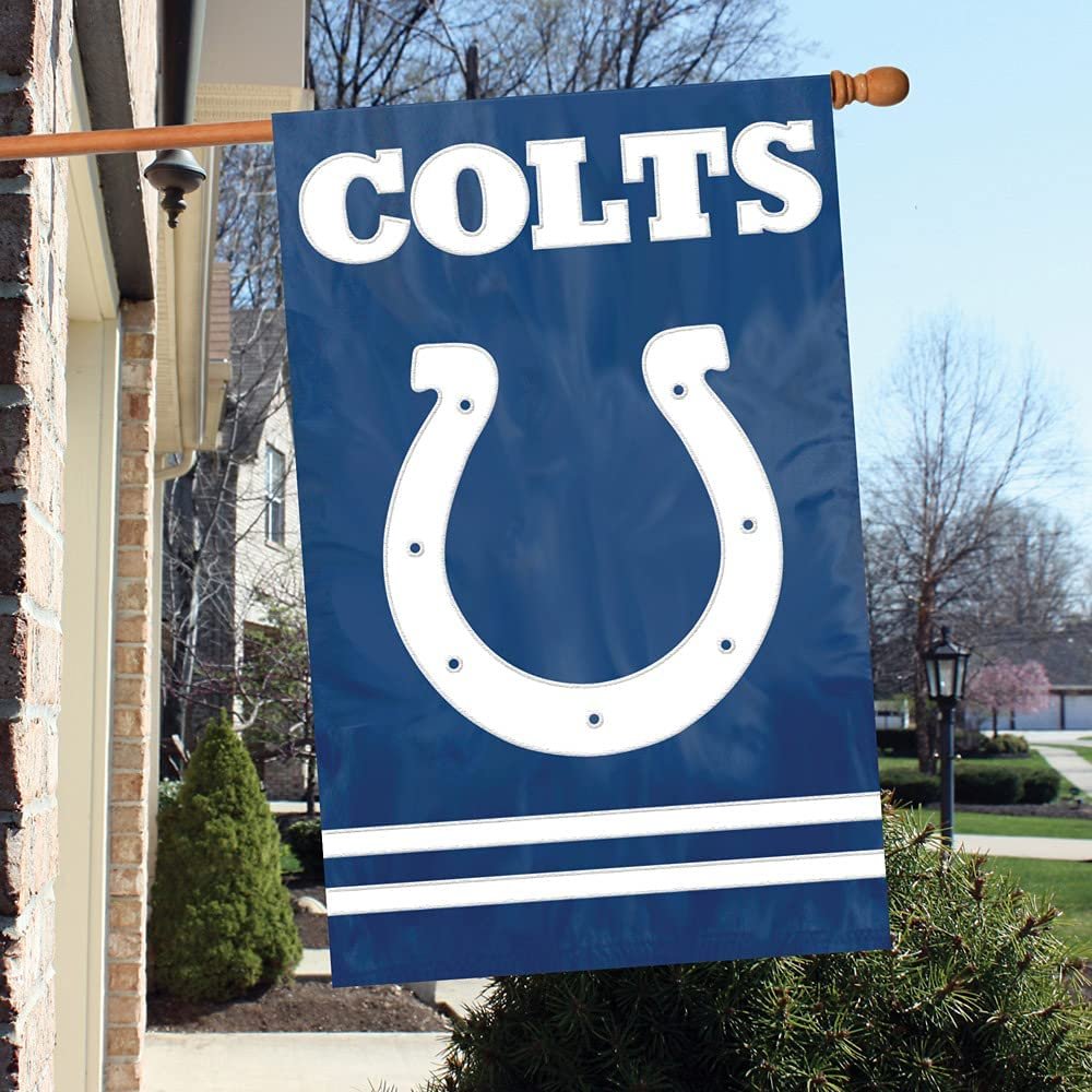 Indianapolis Colts Double Sided Banner Flag Embroidered Applique 44x28 Inch