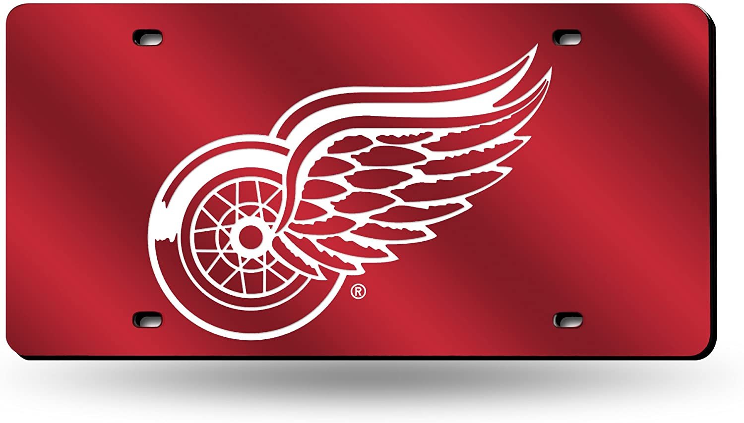 Detroit Red Wings Premium Laser Cut Tag License Plate, Red Mirrored Acrylic Inlaid, 12x6 Inch