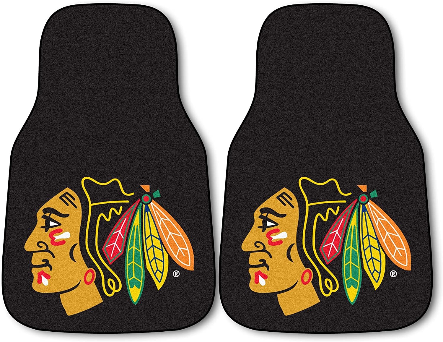 Chicago Blackhawks Front Floor Mats, Carpet Car Set, 18x27 Inch, Nylon, Set of 2