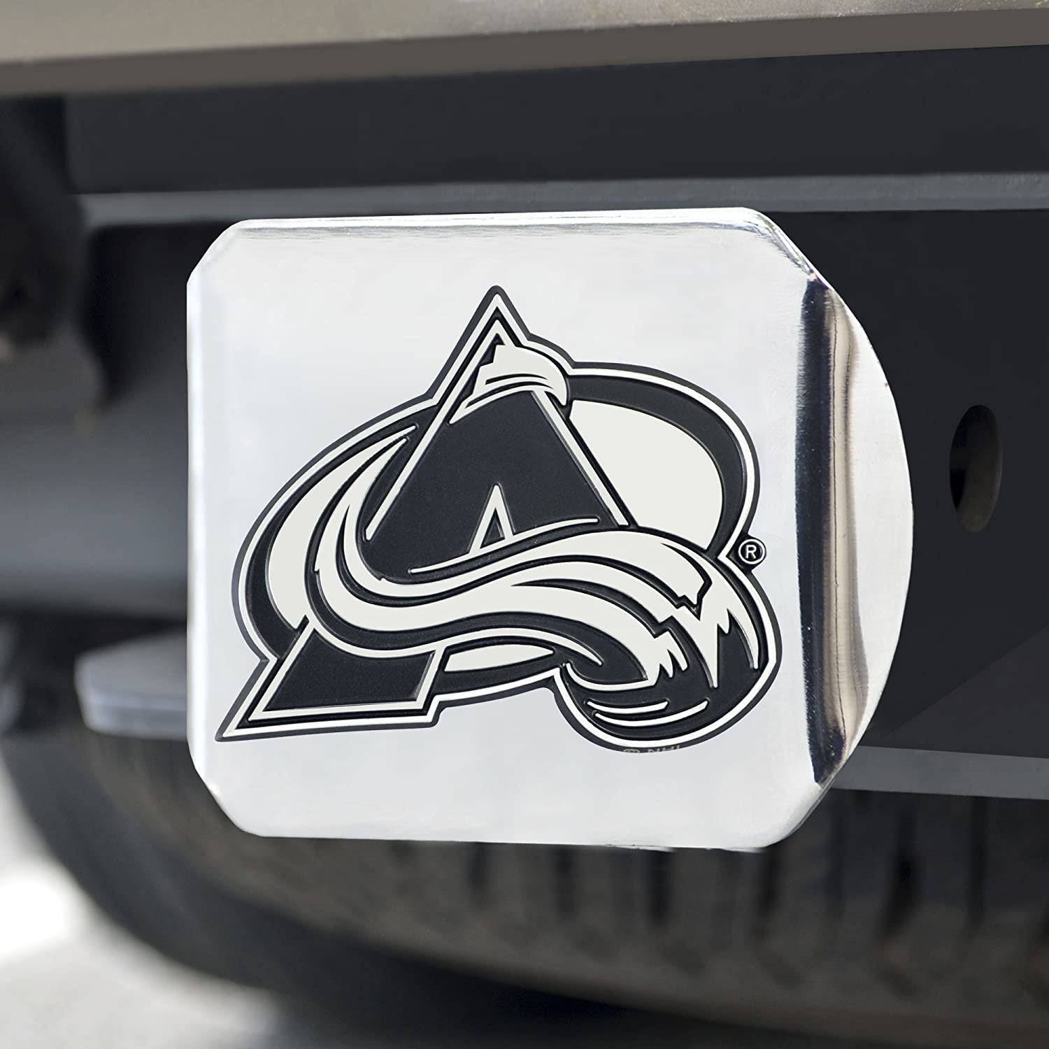 Colorado Avalanche Solid Metal Hitch Cover with Chrome Metal Emblem 2 Inch Square Type III