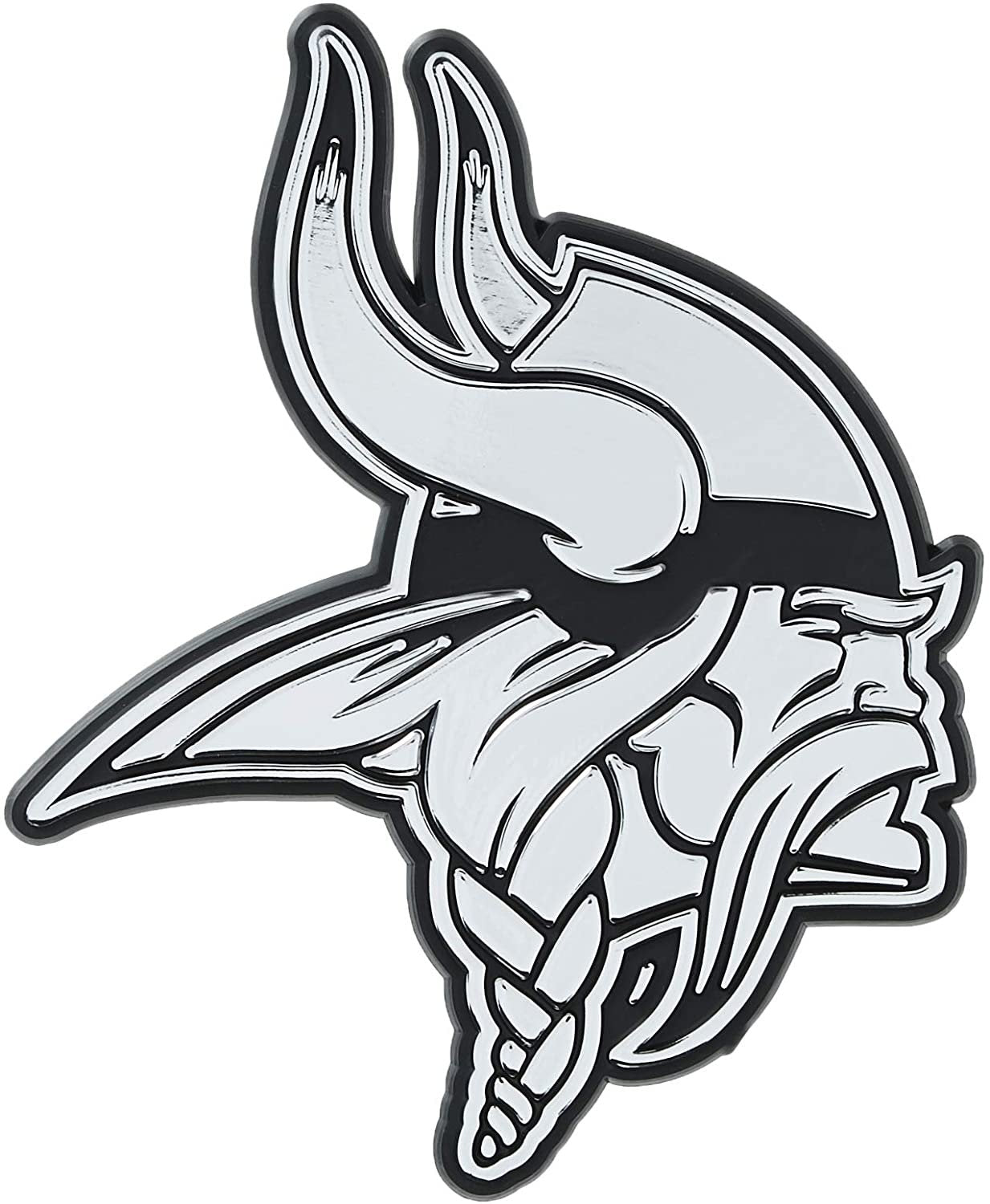 Minnesota Vikings Auto Emblem, Silver Chrome Color, Raised Molded Plastic, 3.5 Inch, Adhesive Tape Backing