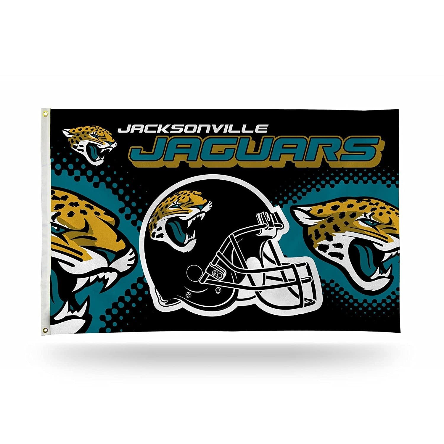 Jacksonville Jaguars Premium 3x5 Feet Flag Banner, Helmet Design, Metal Grommets, Outdoor Use, Single Sided