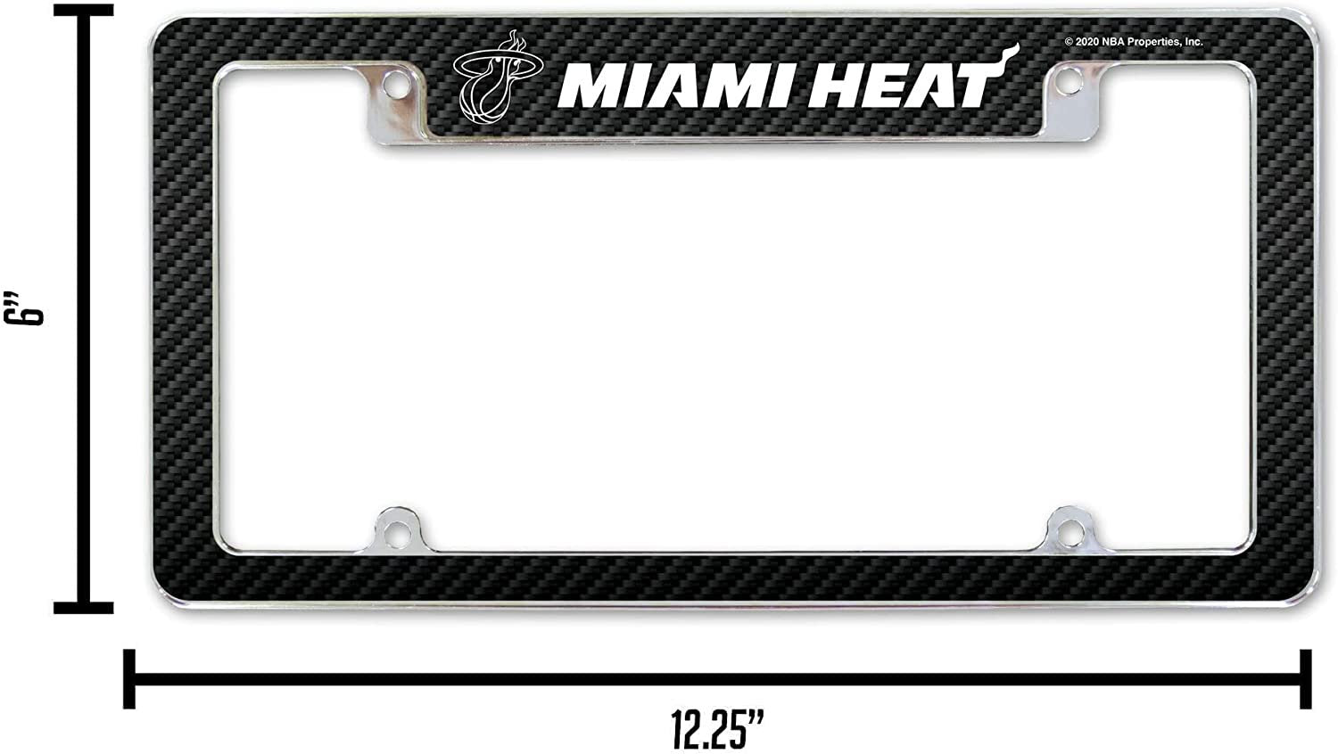 Miami Heat Metal License Plate Frame Chrome Tag Cover Carbon Fiber Design 6x12 Inch
