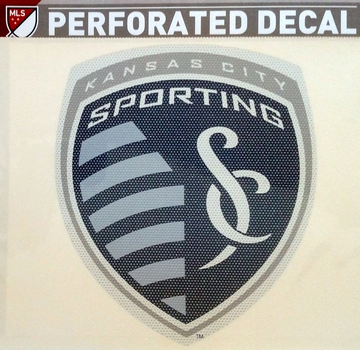 Sporting Kansas City MLS 12 Inch Preforated Window Film Decal Sticker, One-Way Vision, Adhesive Backing